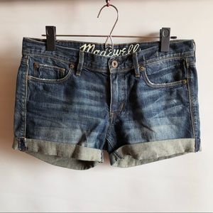 Madewell cut off mid-wash jean shorts